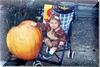 Alex with home grown pumpkin on his 2nd halloween 1year 2days old