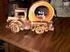 Wood Burned Pumpkin Truck Bank 